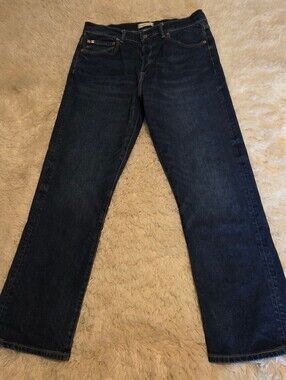 AE77 American Eagle Premium Vintage Womens Highrise Darkwash Straight Crop Sz 12